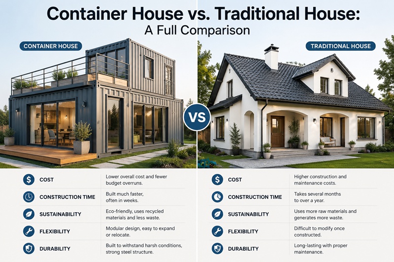 container house vs. traditional house