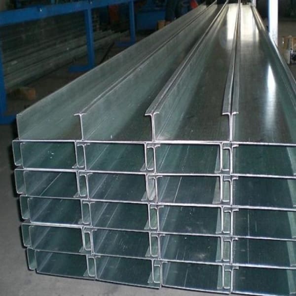 Galvanized steel purlin for roof and wall support in prefabricated metal buildings and industrial warehouses